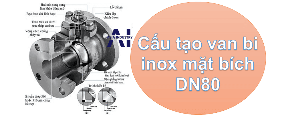 van bi inox mặt bích DN80 2