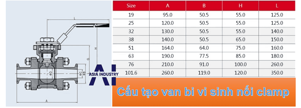 Van bi vi sinh nối clamp 1
