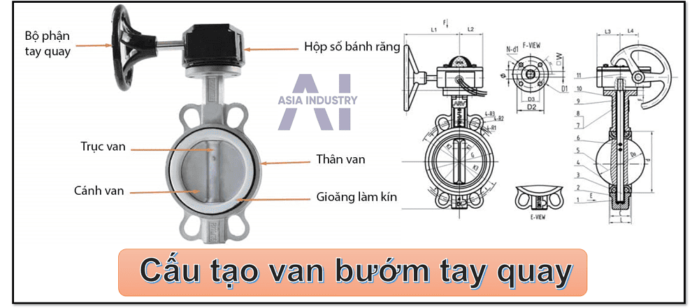 van bướm inox tay quay 2