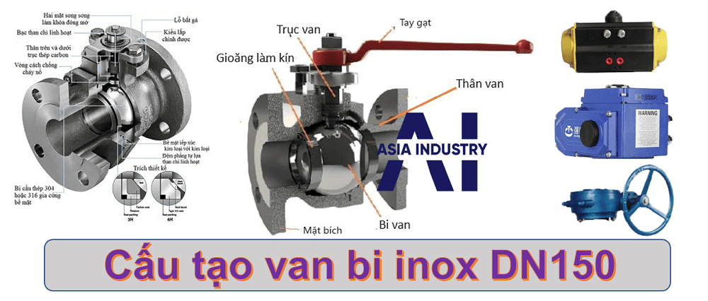 van bi inox  mặt bích DN150 2