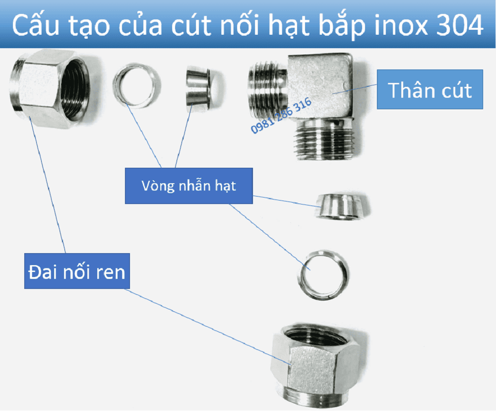 Cút nối hạt bắp inox 304