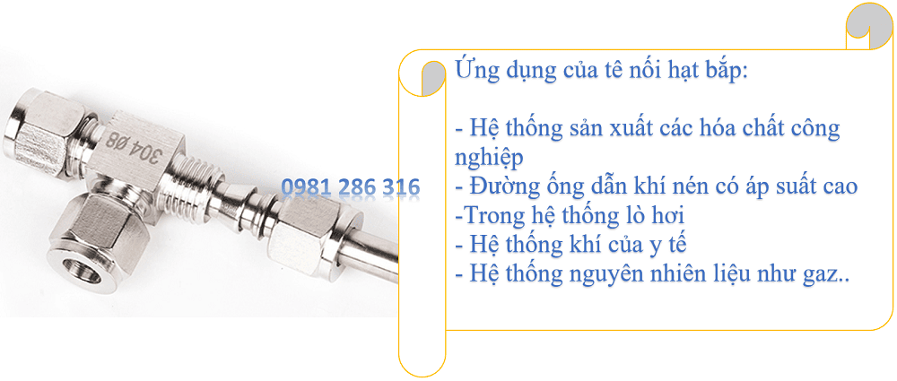 Tê nối hạt bắp inox 304 5