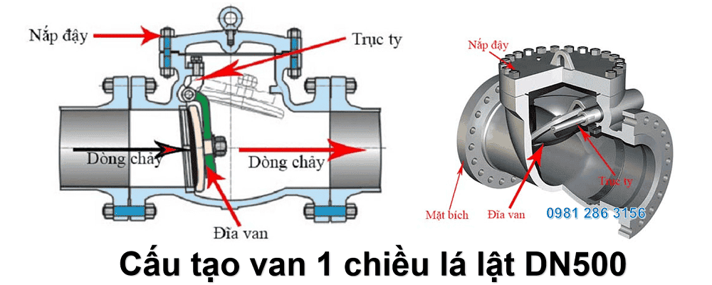 Van một chiều lá lật DN500 2 van 1 chiều lá lật DN500 2