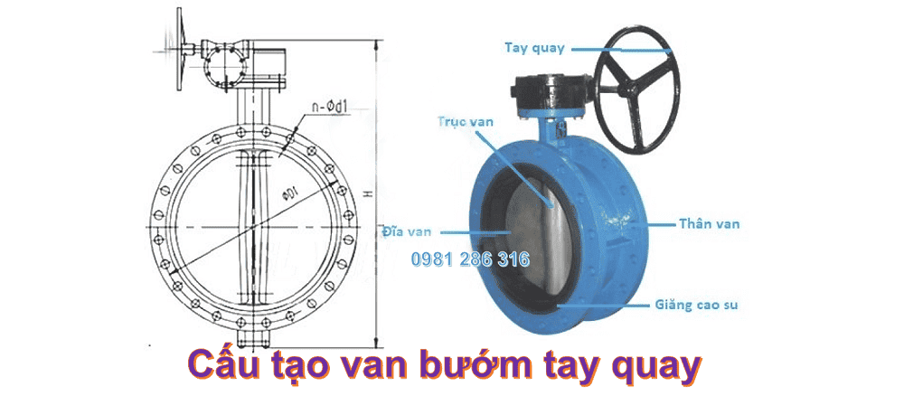 Van bướm tay quay mặt bích 2 van bướm tay quay mặt bích 2