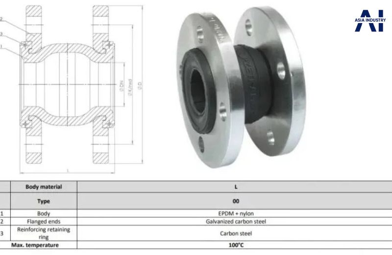 Cấu tạo của khớp nối mềm cao su 