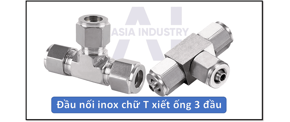 đầu nối inox chữ T xiết ống 3 đầu 1