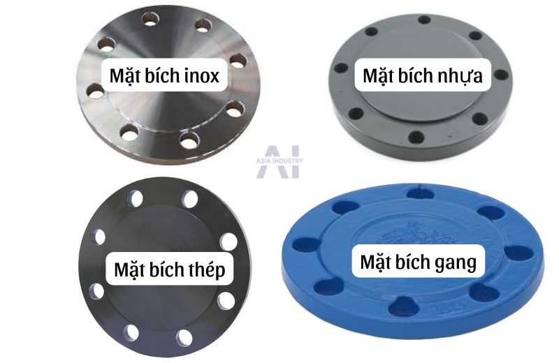 Phân loại mặt bích mù theo vật liệu: inox, thép, gang, nhựa, đồng