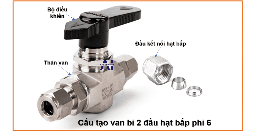 Van bi 2 đầu hạt bắp phi 6 2 Van bi 2 đầu hạt bắp phi 6 2