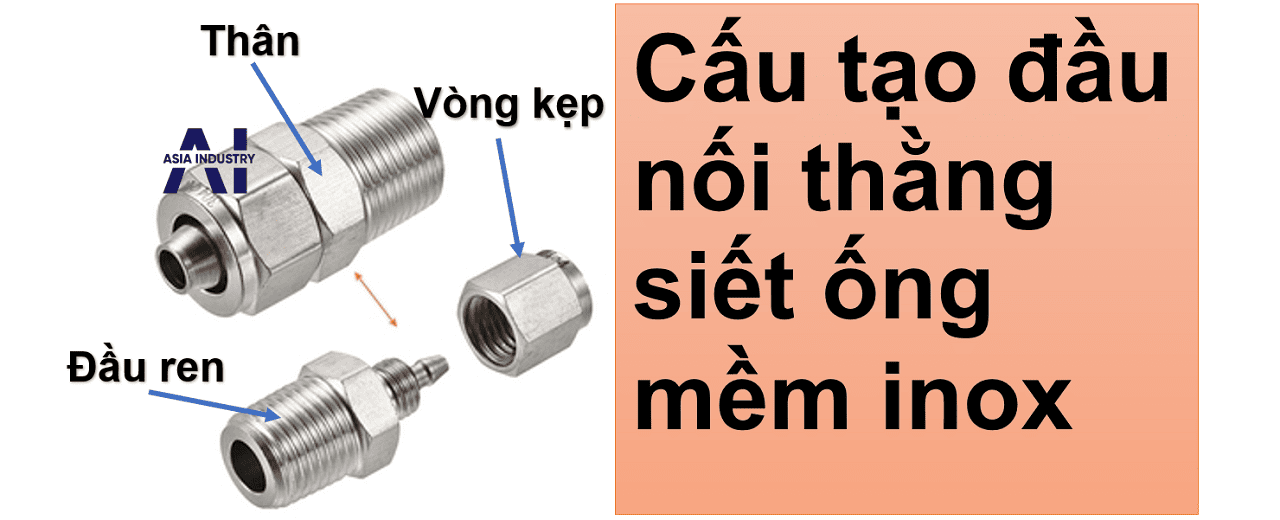 Đầu nối thẳng siết ống mềm inox 2